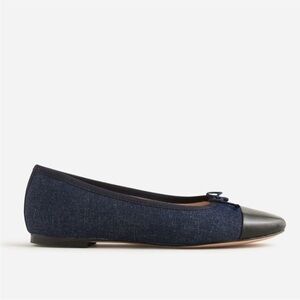 J. Crew Zoe Cap Toe Ballet Flats in Indigo Denim with Black BX923 NEW Size 9